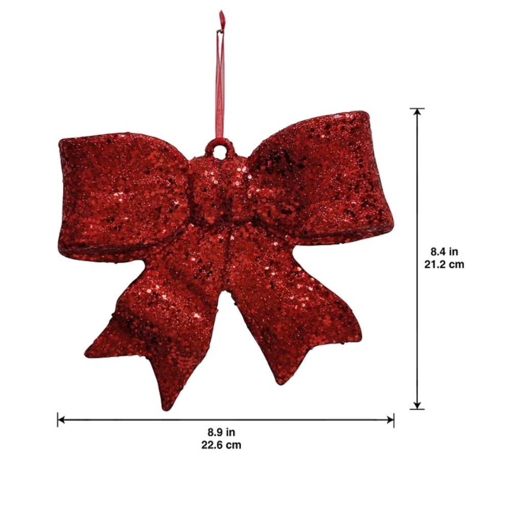 9.25" Jumbo Bow Ornament by Ashland Red Glitter Bow Hanging Ornament
